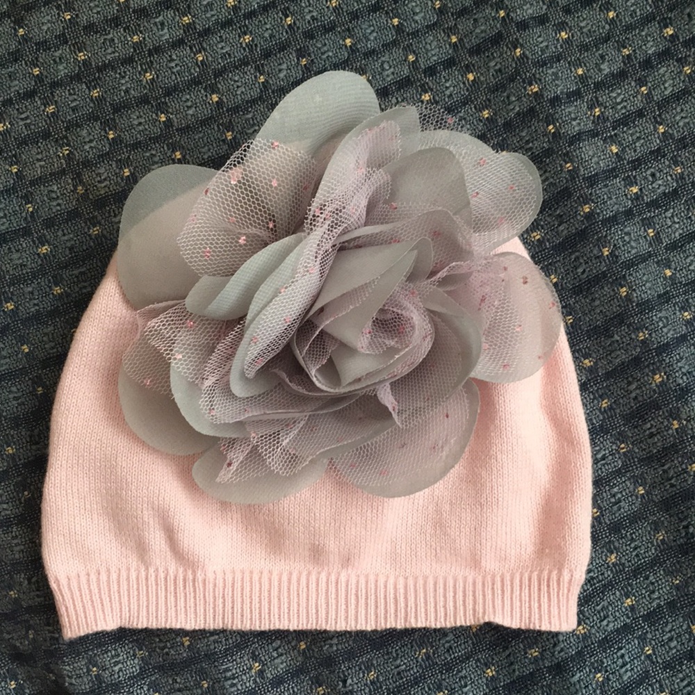 Baby girl flower hat. 0-12 month. 100% cotton.